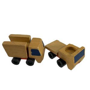 Vintage 1971 Lot of 2 Mattel Wood Wooden Toy Trucks Dump Pickup